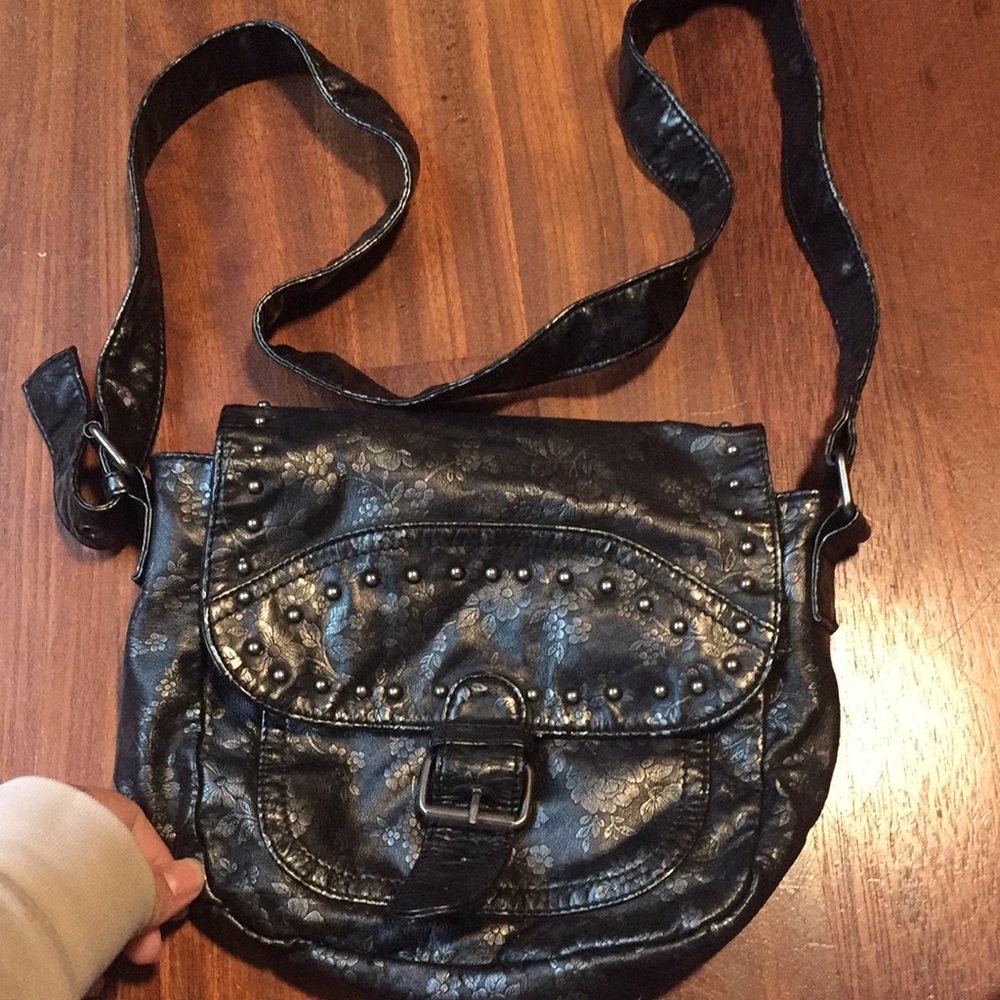 Black Floral Shoulder Bag